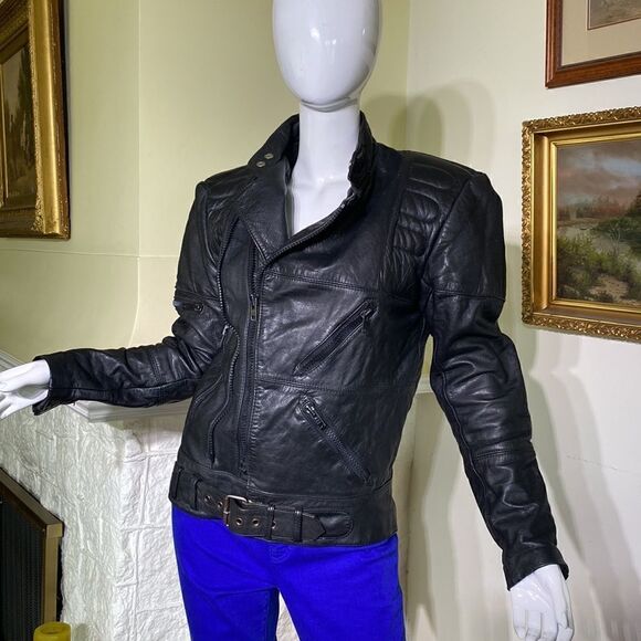 Vintage Hein Gericke AMF Harley Davidson Motorcycle Racing Black Leather Jacket - Picture 11 of 16